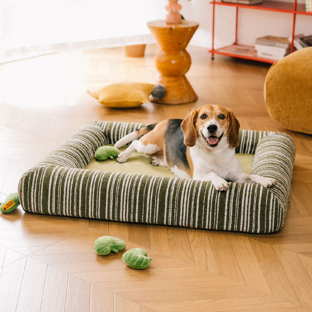 SnugNest Textured Stripe Orthopedic Dog Bed