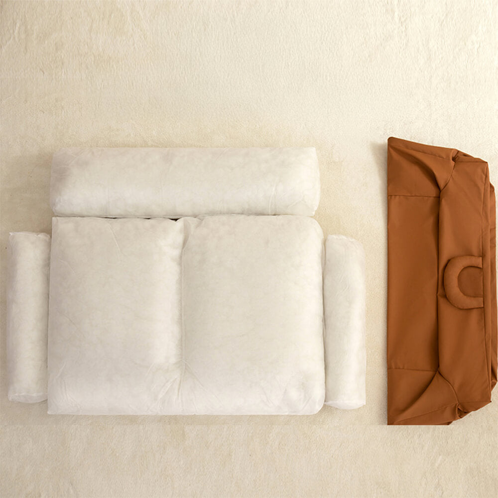 Cama moderna de sofá de respaldo de respaldo y gato