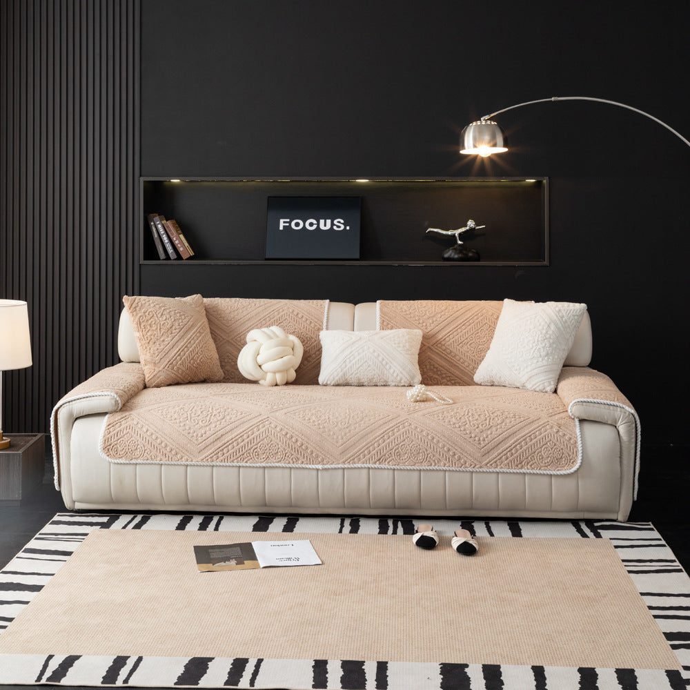 Toda la temporada de estilo nórdico Nórdico Plush Talled Decorativo Cubierta de sofá sin deslizamiento