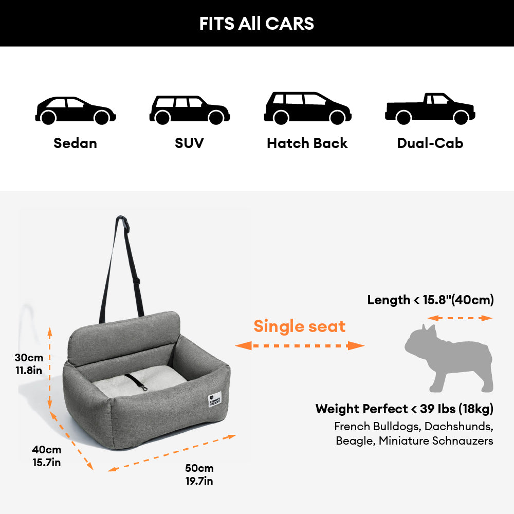 Travel Bolster Full Durable Washable Dog Car Back Seat Bed