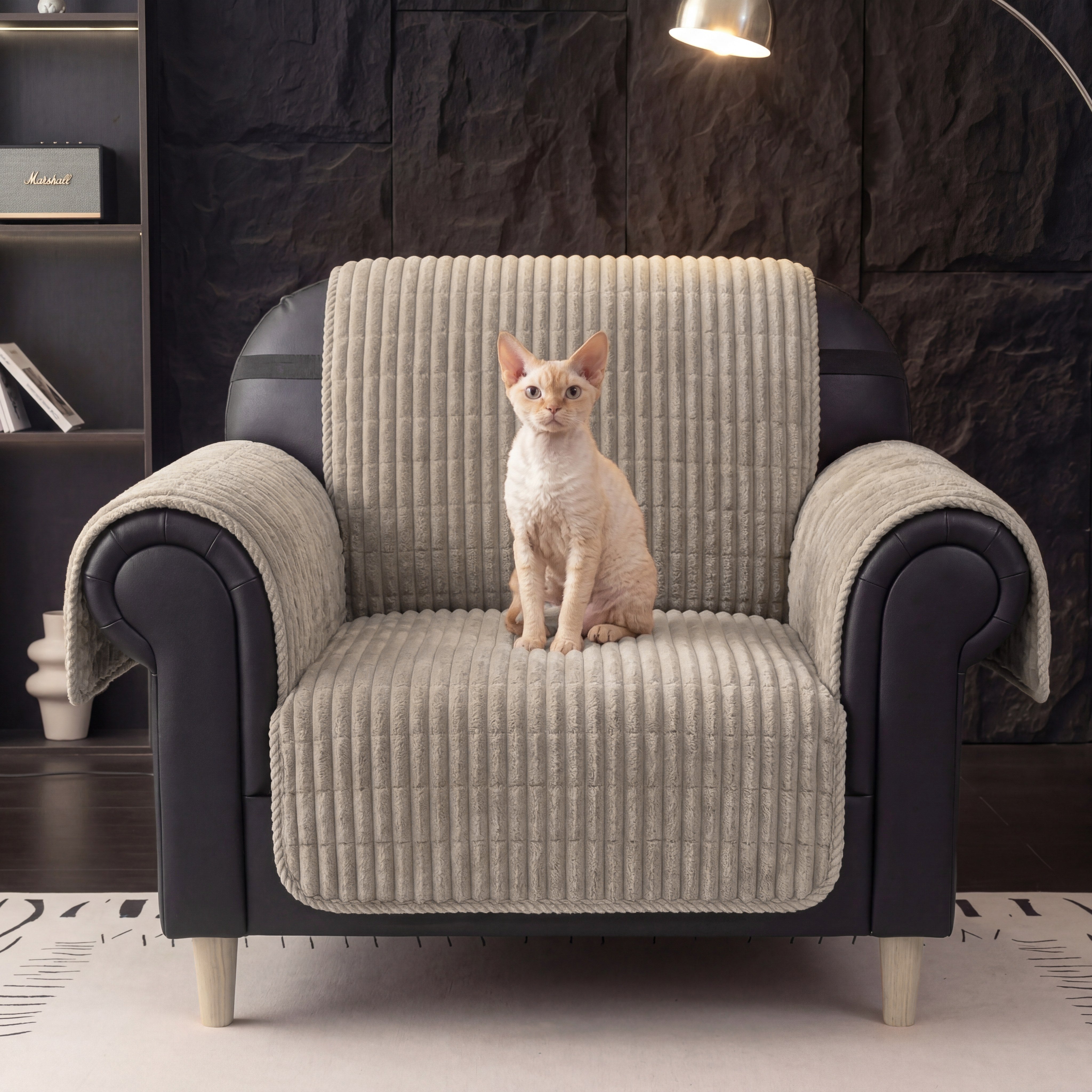 One-Piece Cozy Flannel Sofa Protection Non-Slip Recliner Chair Covers