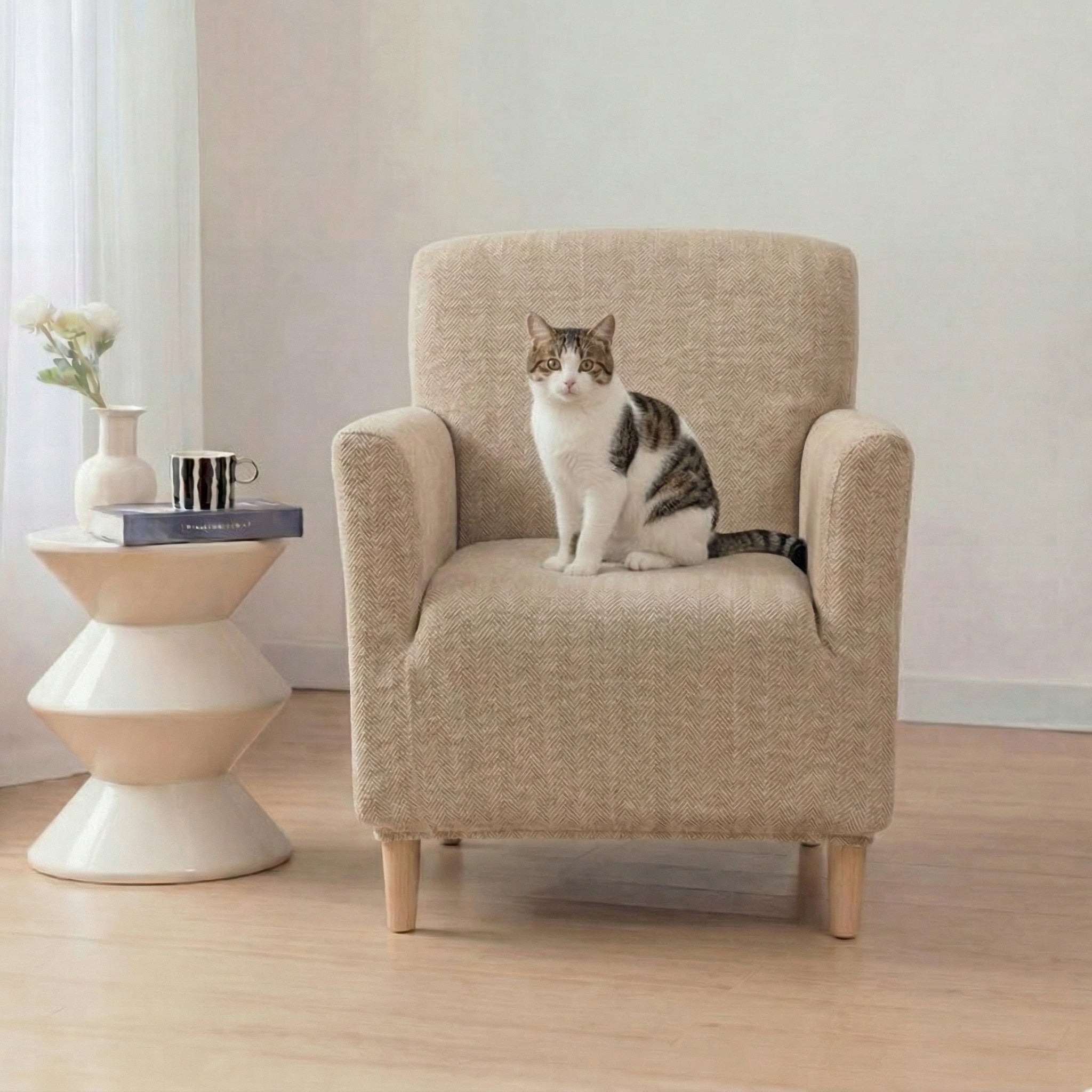 Herringbone Full Coverage Comfortable Scratch-Resistant Sofa Protection Magic Armchair Cover