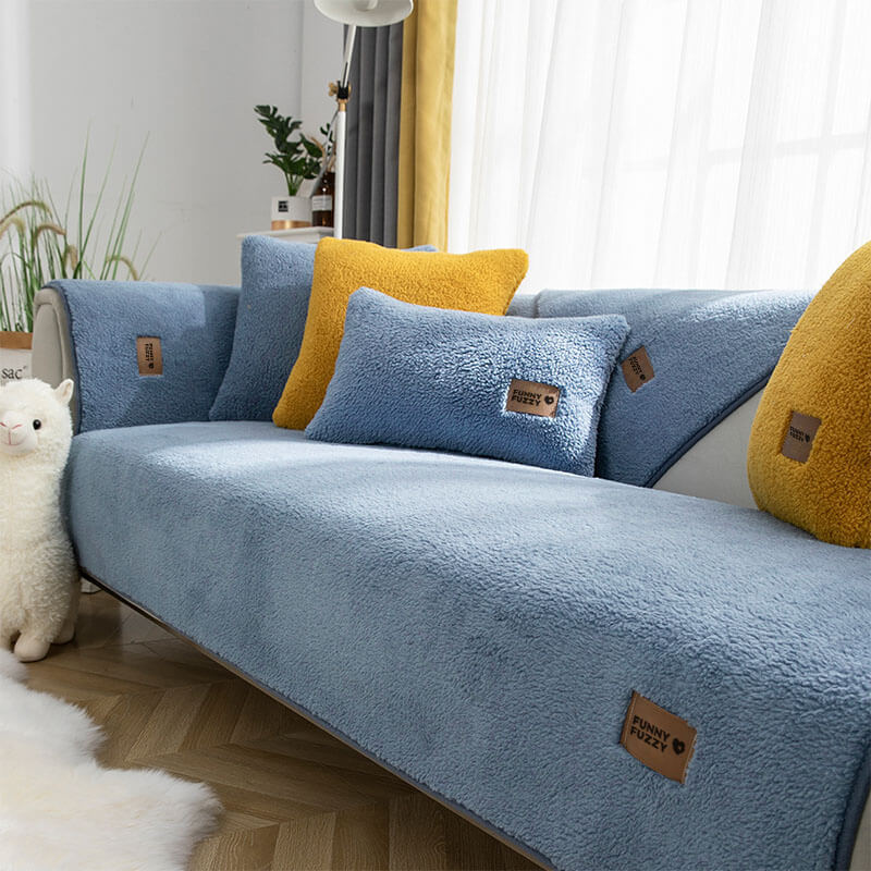 Funny Cosy Couch Cover, Cosy Plush Solid Colour Non-Slip Couch Cover, Solid  Colour Non-Slip Sofa Cover, Fluffy Thick Plush Sofa Cushion, Plush