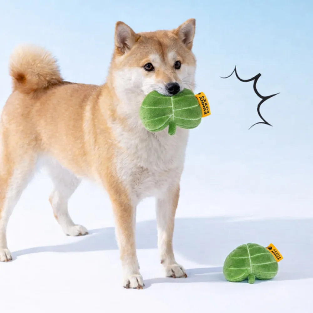 Plush Leaf-Shaped Squeaky Dog Toy - Funnyfuzzy SnugNest