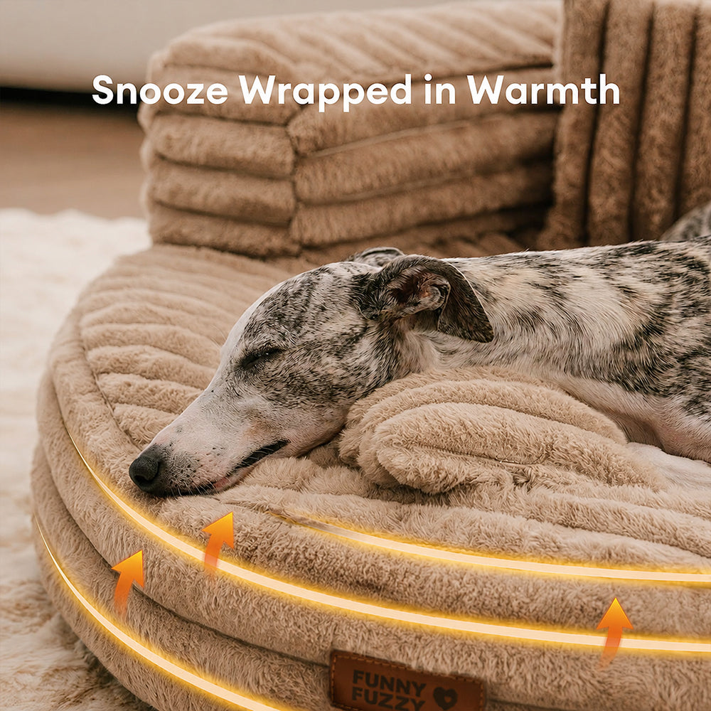 Ultra-Soft Ribbed Plush Removable Donut Orthopedic Dog Bed with Pillows - Cozy Nest
