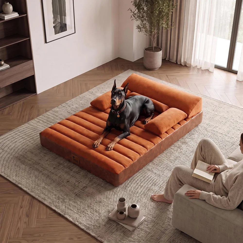 Large Waterproof Orthopedic Bolster Dog Sofa Bed - LuxeNest