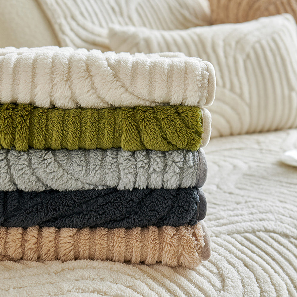 Soft Plush Geometric Textured Non-Slip Couch Cover