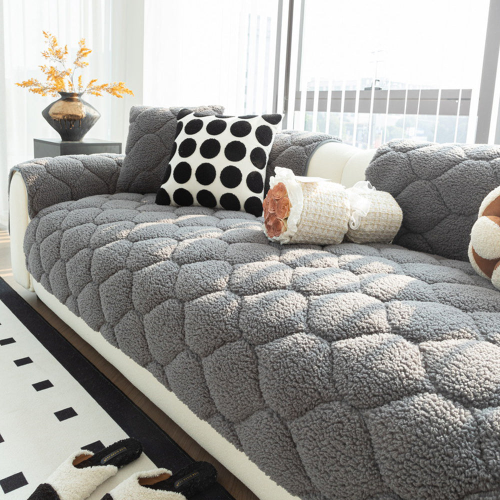 Pet-Friendly Thickened Soft Sherpa Fleece Non-Slip Sofa Protector Couch Cover
