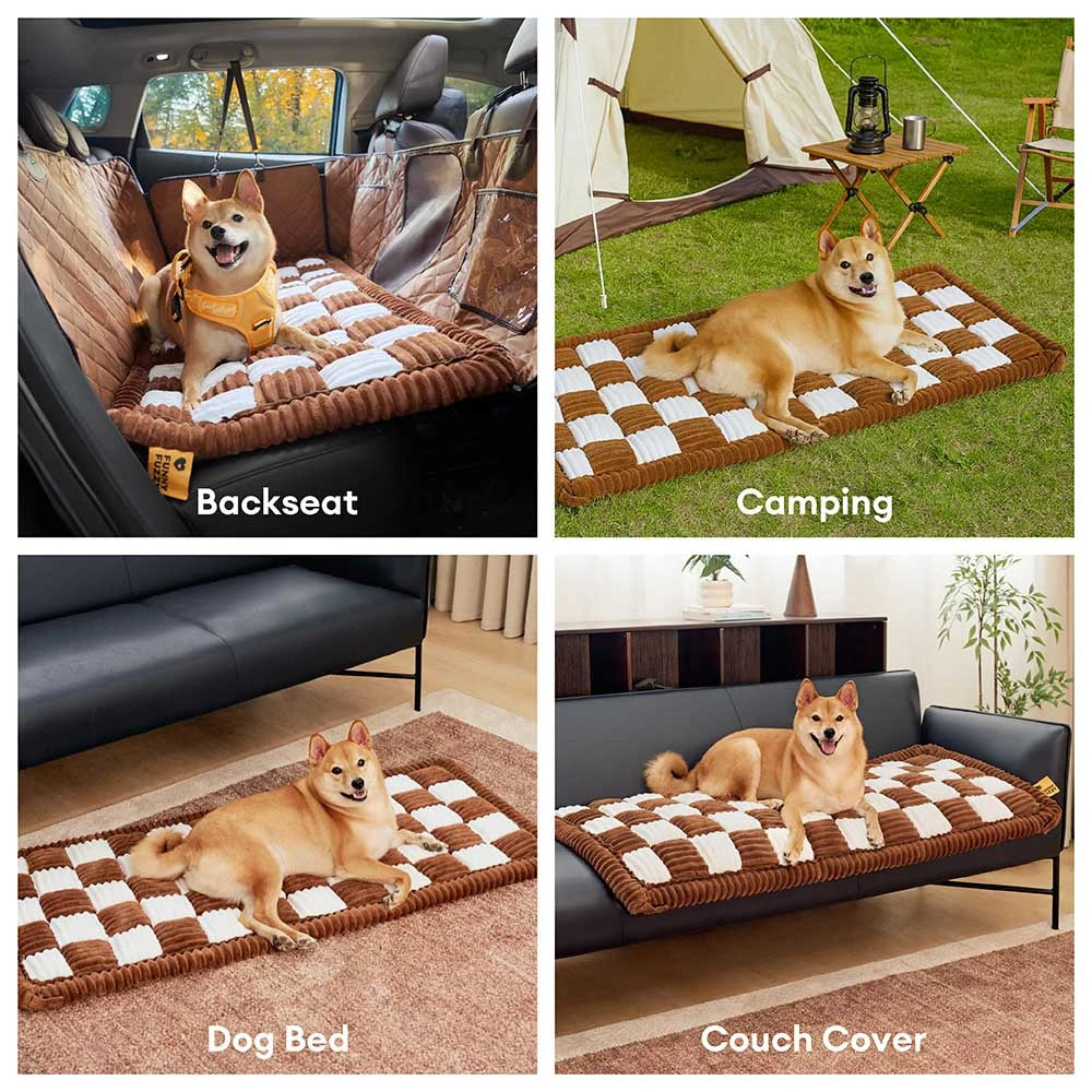 Premium Faux Leather Water-repellent Hammock Dog Car Seat Cover With Mat