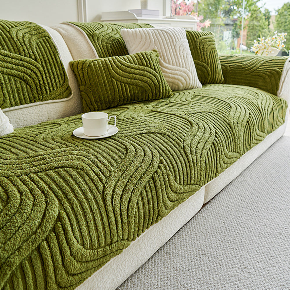 Soft Plush Geometric Textured Non-Slip Couch Cover