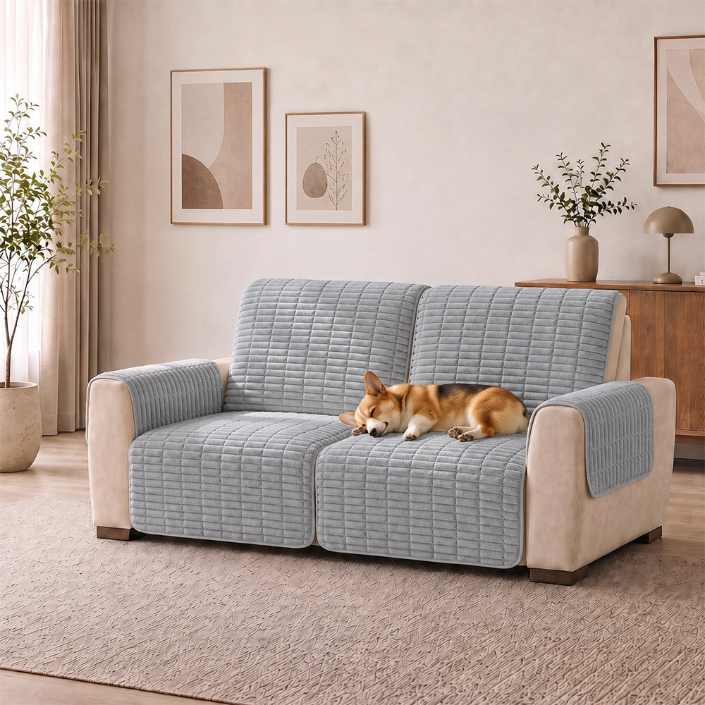 One-Piece Flannel Non-Slip Recliner Couch Cover with Elastic Straps - Cozy Nest