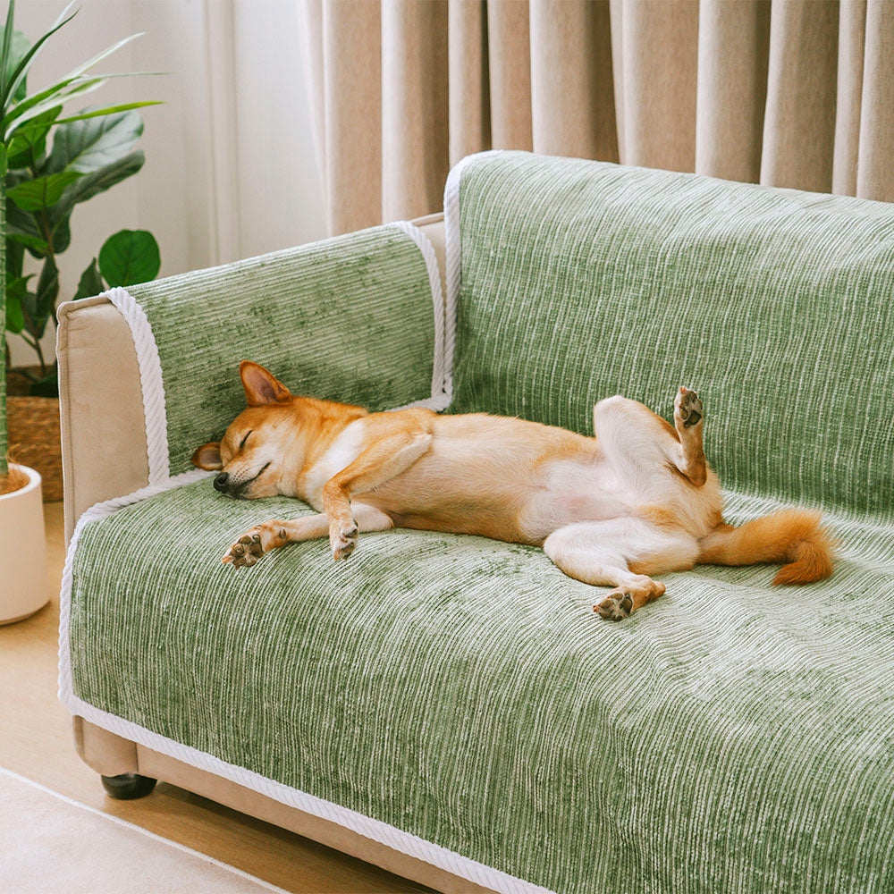 All-Season Anti-Slip Striped Pet Rug Furniture Protector with Armrest Outdoor Couch Cover - Keep Still