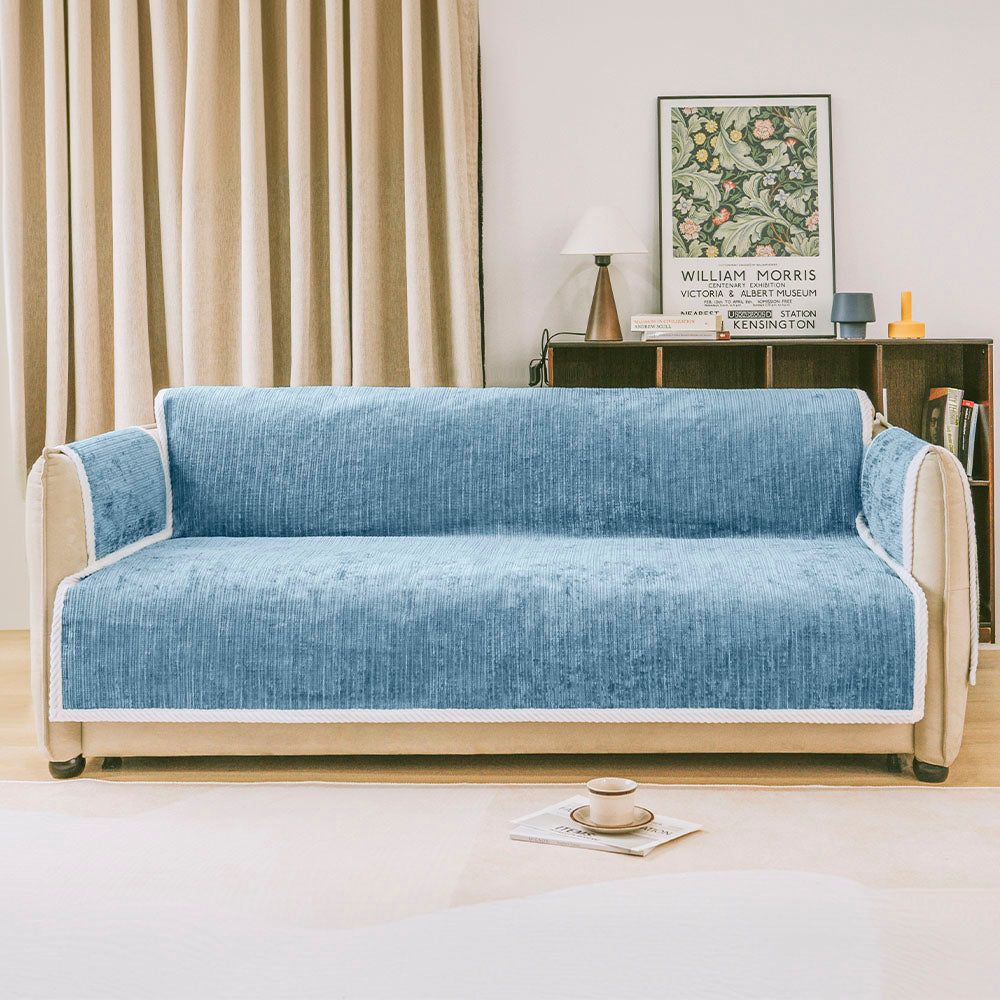 All-Season Anti-Slip Striped Pet Rug Furniture Protector with Armrest Outdoor Couch Cover - Keep Still