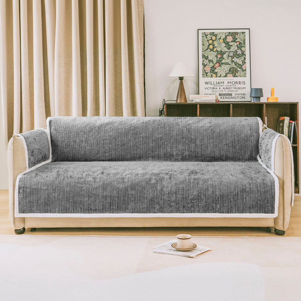 All-Season Anti-Slip Striped Pet Rug Furniture Protector with Armrest Outdoor Couch Cover - Keep Still