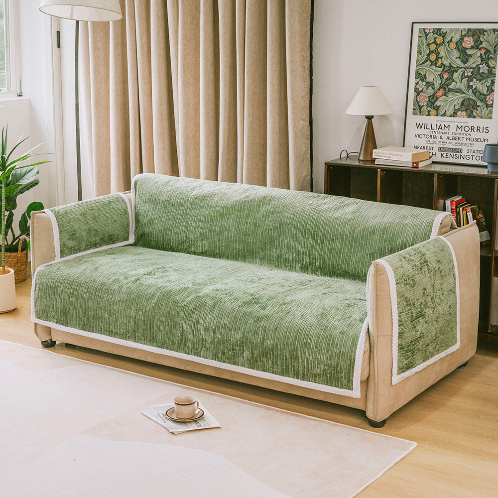 All-Season Anti-Slip Striped Pet Rug Furniture Protector with Armrest Outdoor Couch Cover - Keep Still