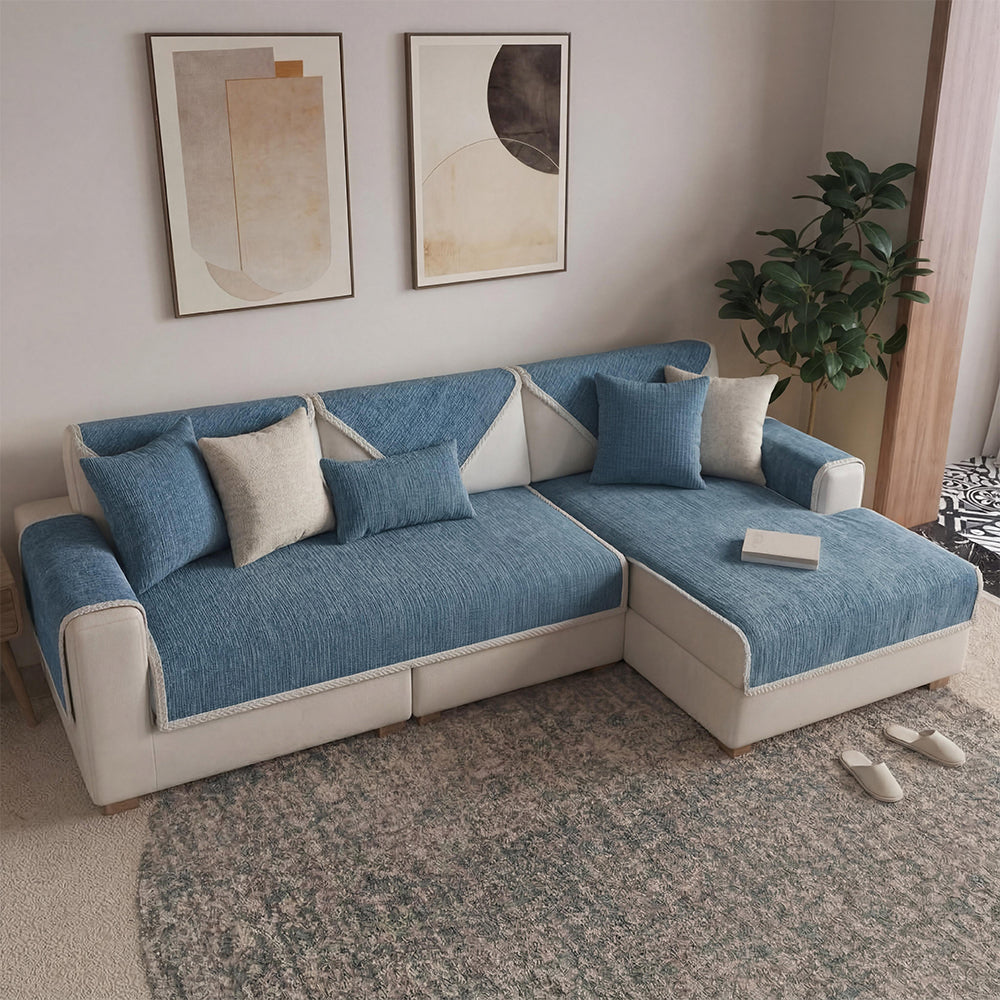 Waterproof Antimicrobial Simple Chenille Fabric Anti-scratch Sectional Couch Cover