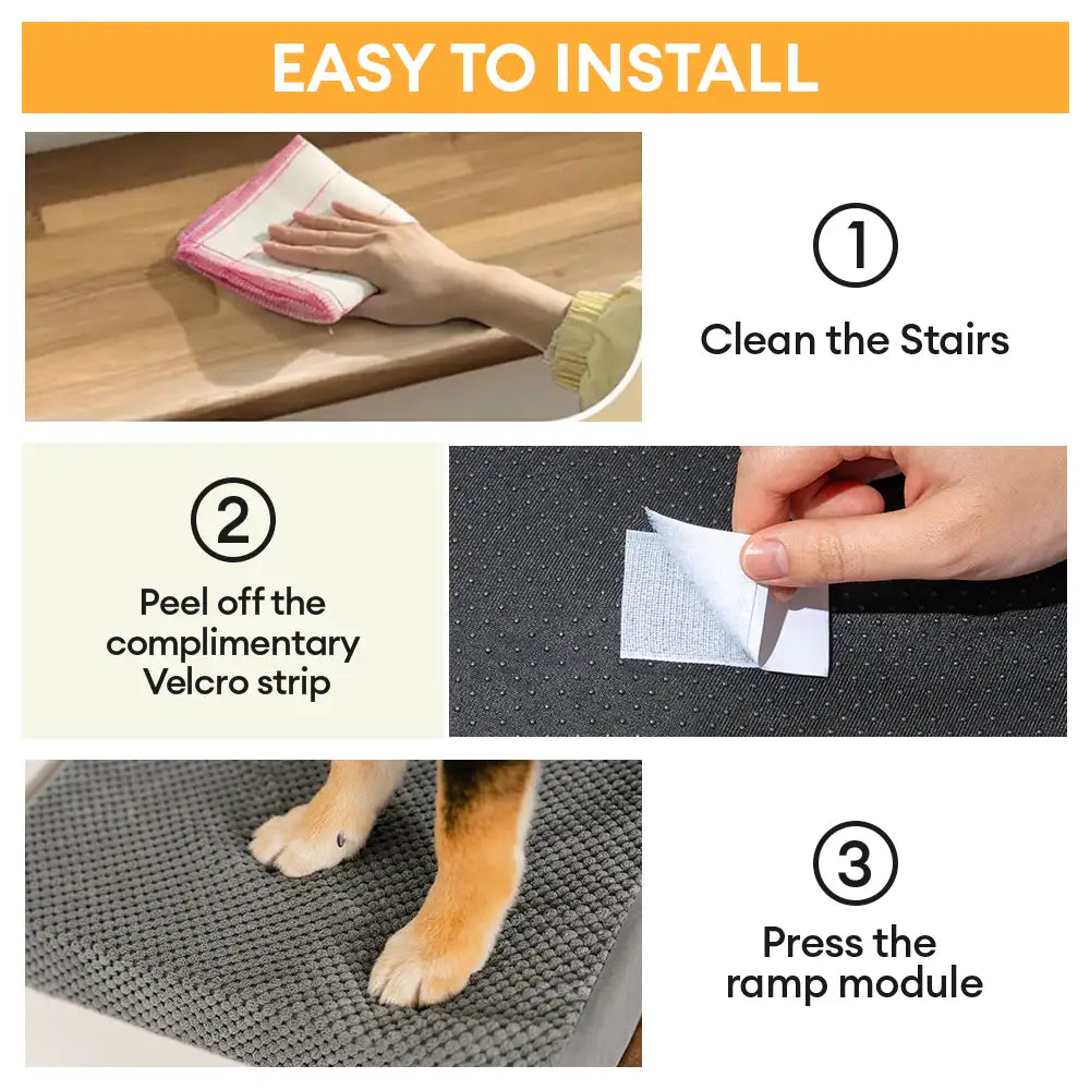 Escaleras de rampa para perros de espuma modular para escaleras de escalera con velcro
