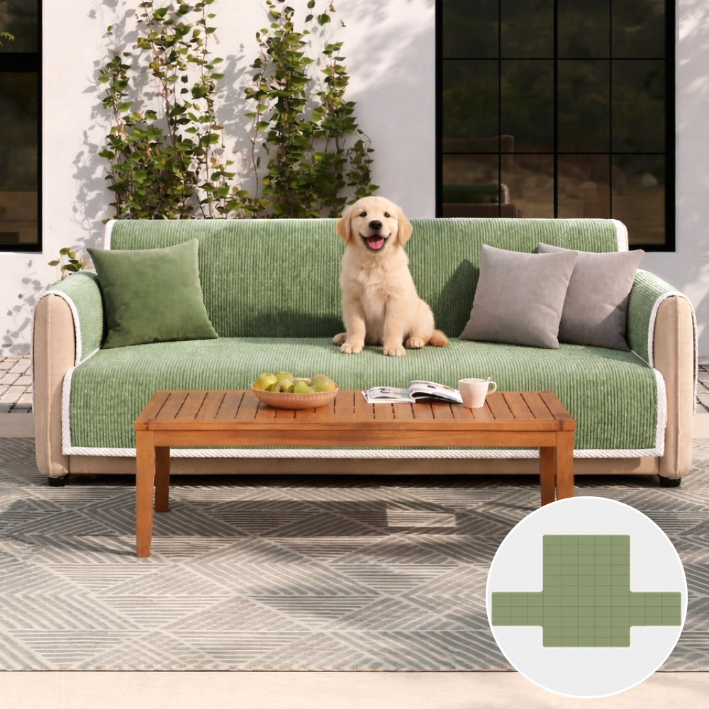 All-Season Anti-Slip Striped Pet Rug Furniture Protector with Armrest Outdoor Couch Cover - Keep Still
