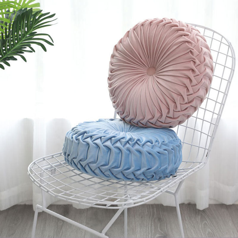 Rundes Bodenkissen, weiches Samt-Faltenrad-Sofakissen