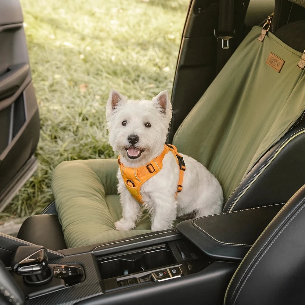 Travel Bolster Safety Back Single Seat Large Dog Car Seat Bed – Chessboard Lounge