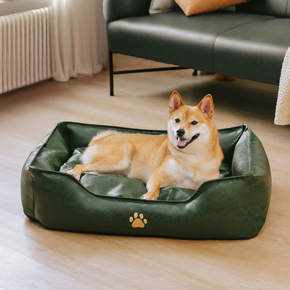 Luxury Faux Leather Waterproof Removable Dog Sofa Bed