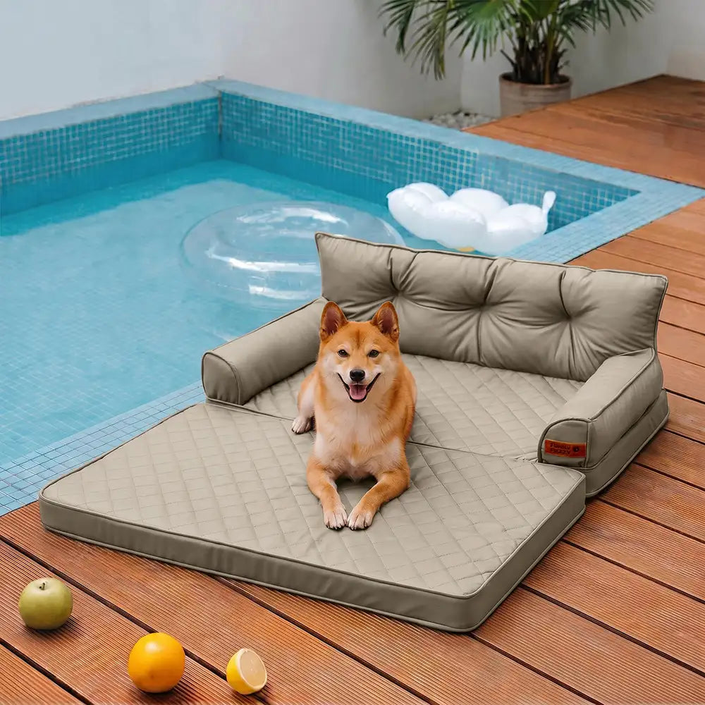 Luxe Faux Faux Leatht ortopedic ortopedic Bed de perros grande - Corelounge