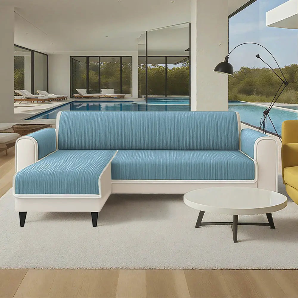 Protector de muebles de alfombra de mascotas a rayas a rayas de toda la temporada con cubierta del sofá del reposabrazos: manténgase quieto