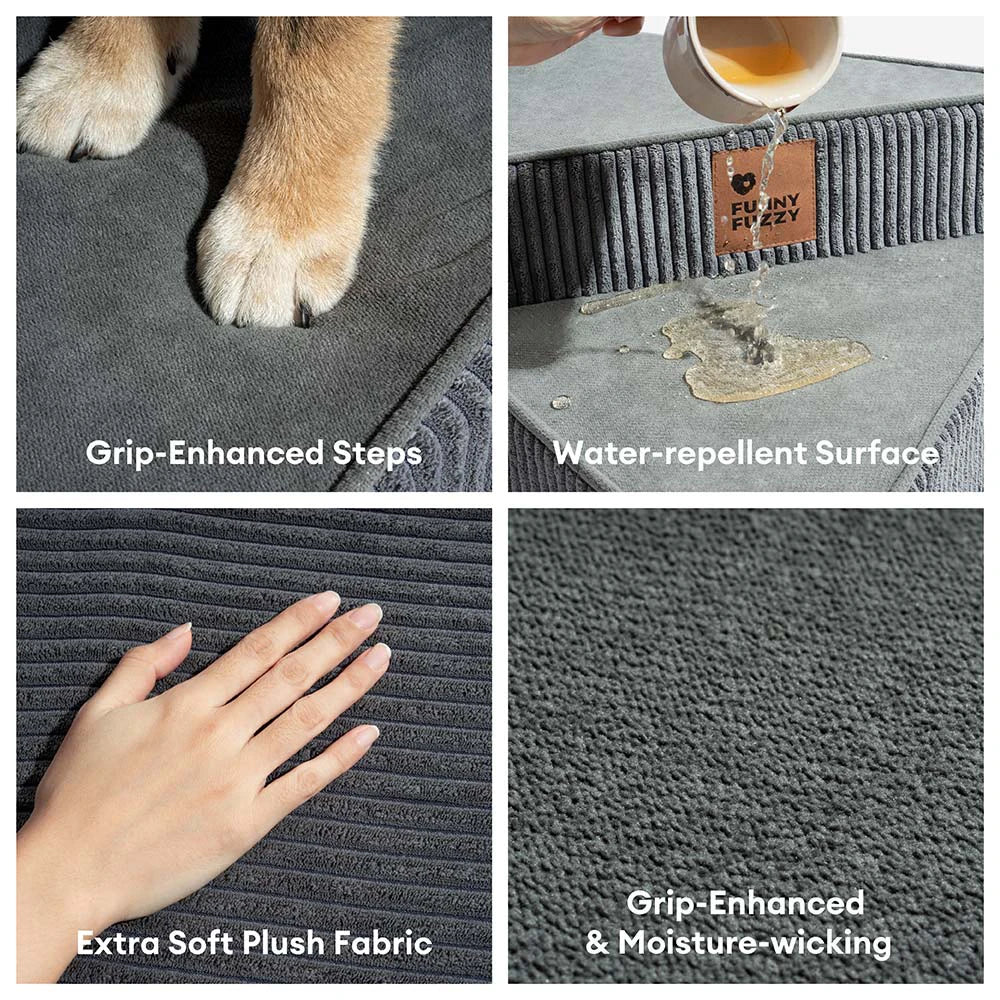 Cozy Corduroy Joint-Friendly Removable Spiral Pet Stairs - CreamyStep