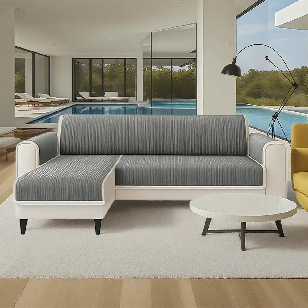 All-Season Anti-Slip Striped Pet Rug Furniture Protector with Armrest Outdoor Couch Cover - Keep Still