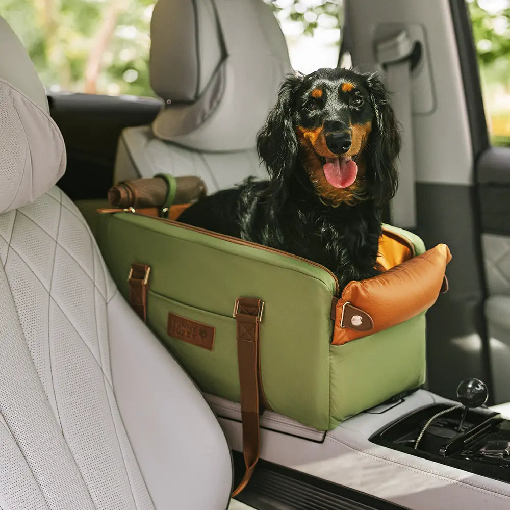 Deluxe Faux Leather Safety Center Console Pet Car Seat and Carrier U