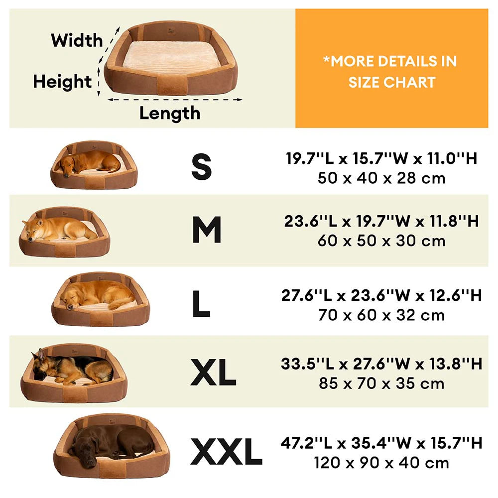 Vintage Large Cozy Calming Sofa Dog Bed