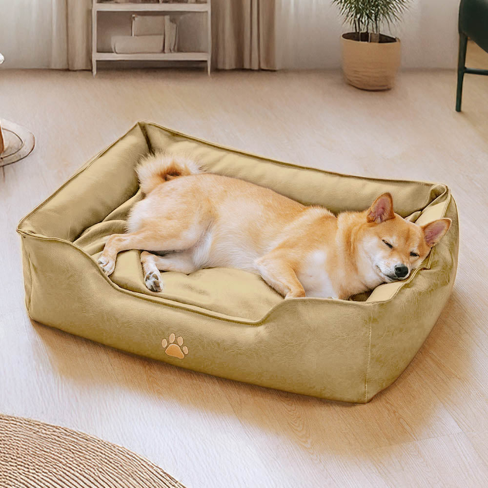 Luxury Faux Leather Waterproof Removable Dog Sofa Bed