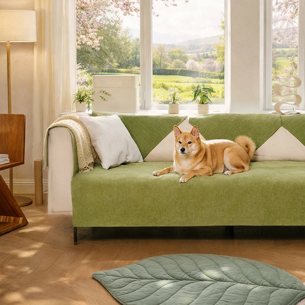 Wasserdichter und anwuchshemmender Couchbezug aus Chenille-Gewebe mit Fischgrätenmuster