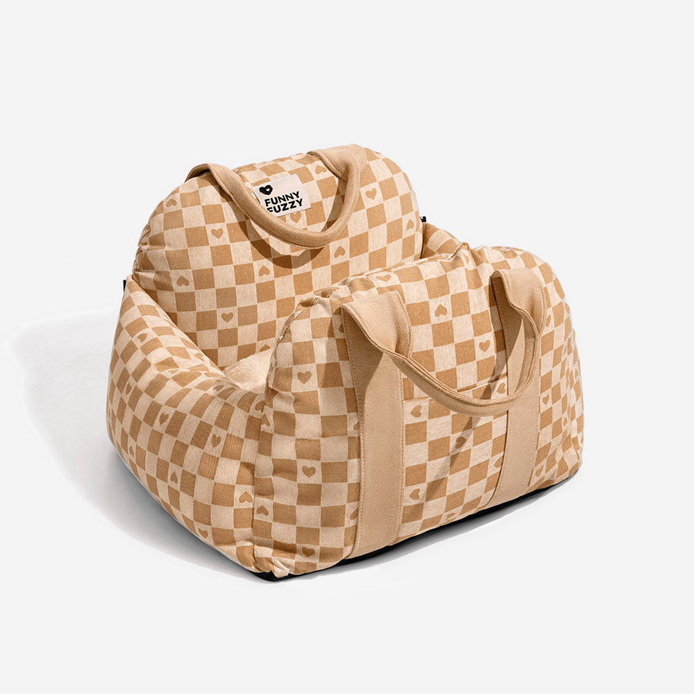 Camilla de asiento de automóvil para perros vintage corazón