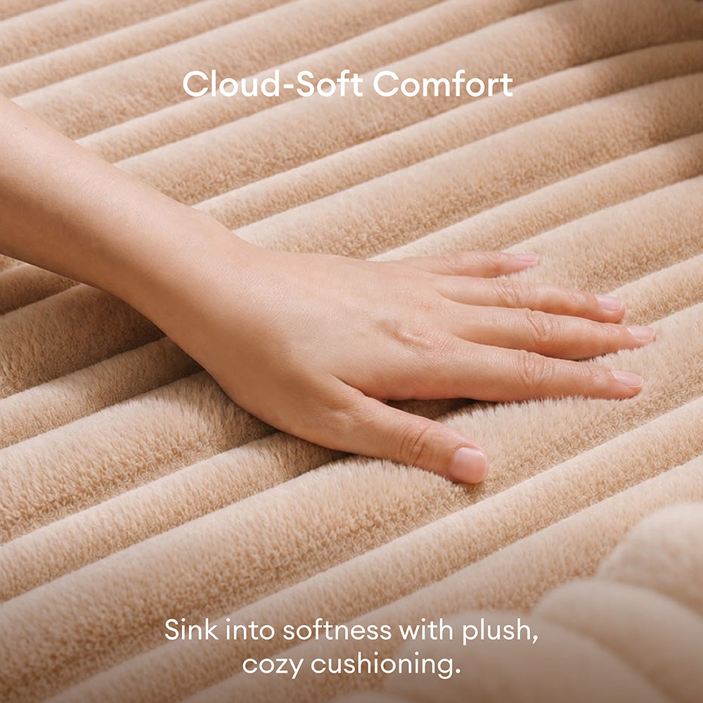 One-Piece Waterproof Pet-Friendly Ribbed Plush Recliner Couch Cover- Cozy Nest