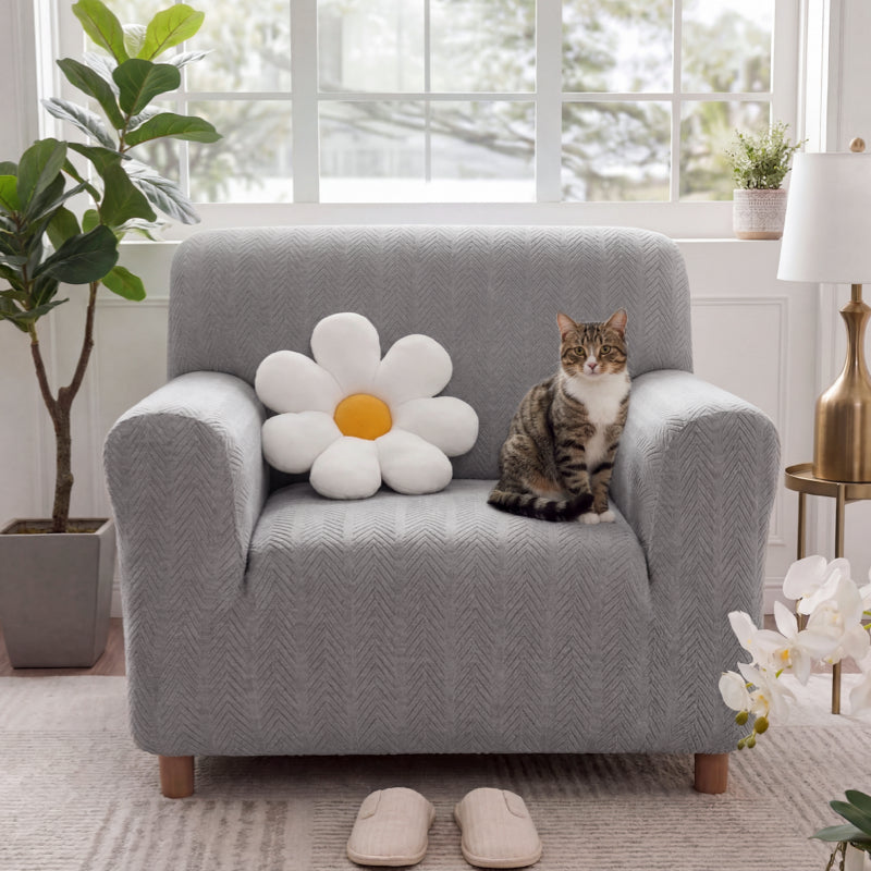 Elegante cubierta de sofá mágica de estiramiento de crema de crema en espiga