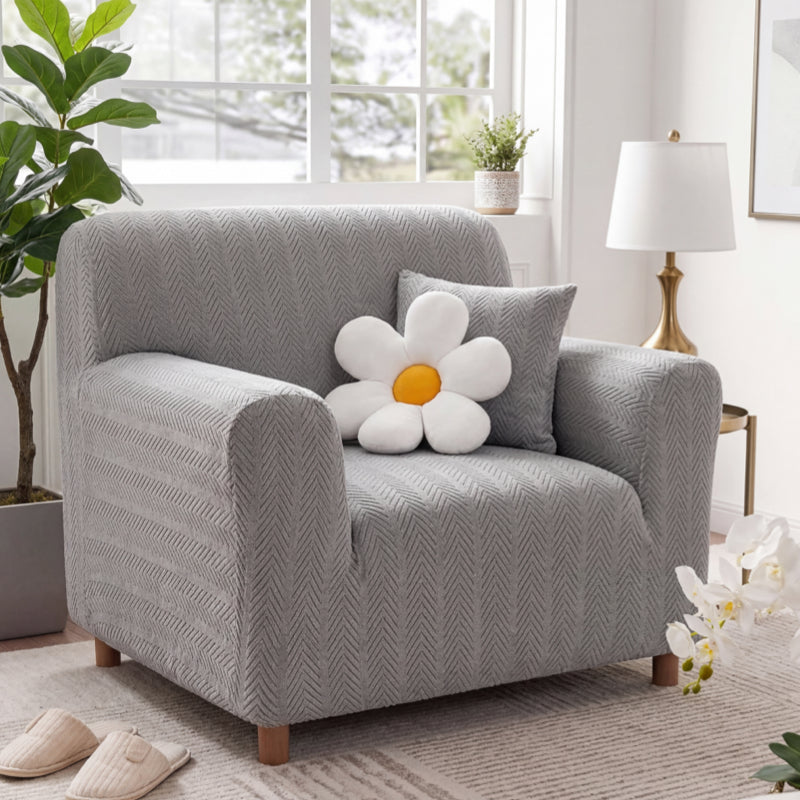 Elegante cubierta de sofá mágica de estiramiento de crema de crema en espiga