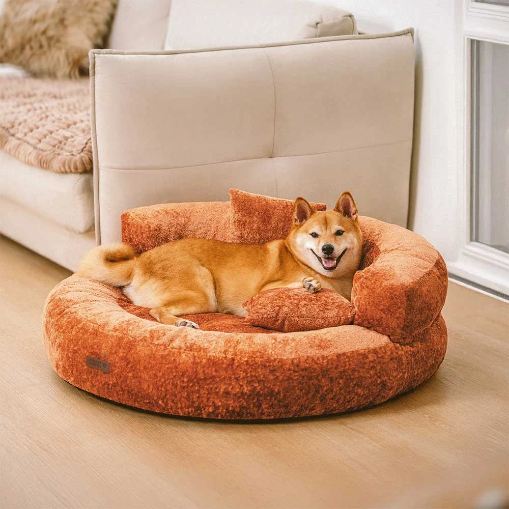 Luxe Diamond Velvet Removable Orthopedic Donut Dog Bed With Pillow