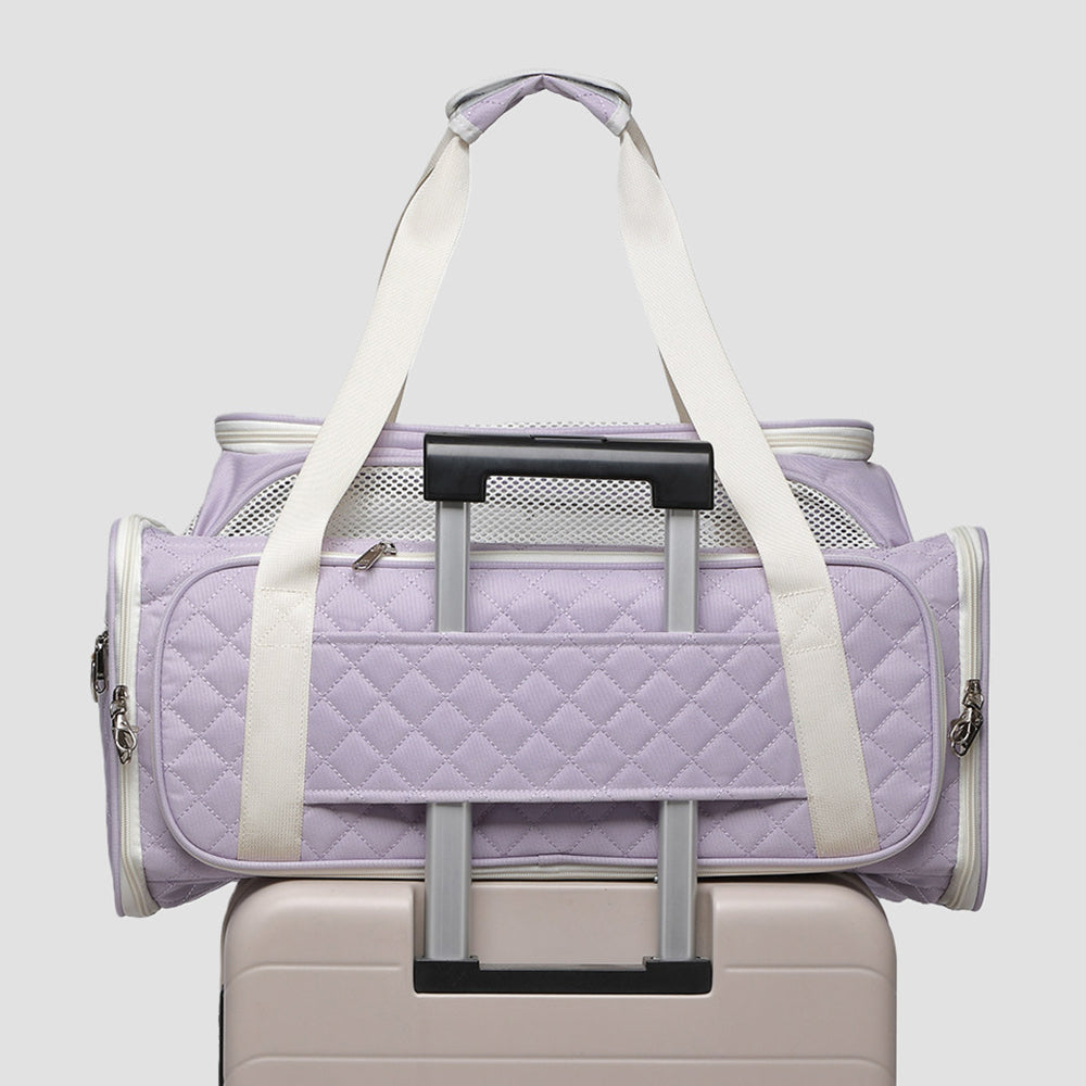 Classic Diamond Pattern Portable Large-Capacity Expandable Pet Carrier Bag - Travel Nest