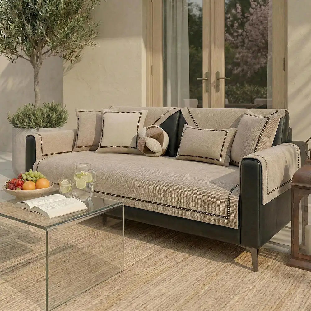 Simple Modern Jacquard High-Weight Non-Slip Chenille Outdoor Couch Cover