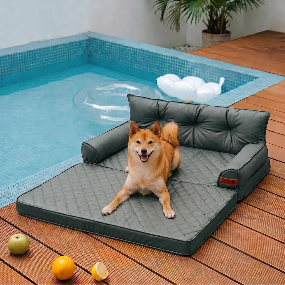 Luxe Faux Faux Leatht ortopedic ortopedic Bed de perros grande - Corelounge