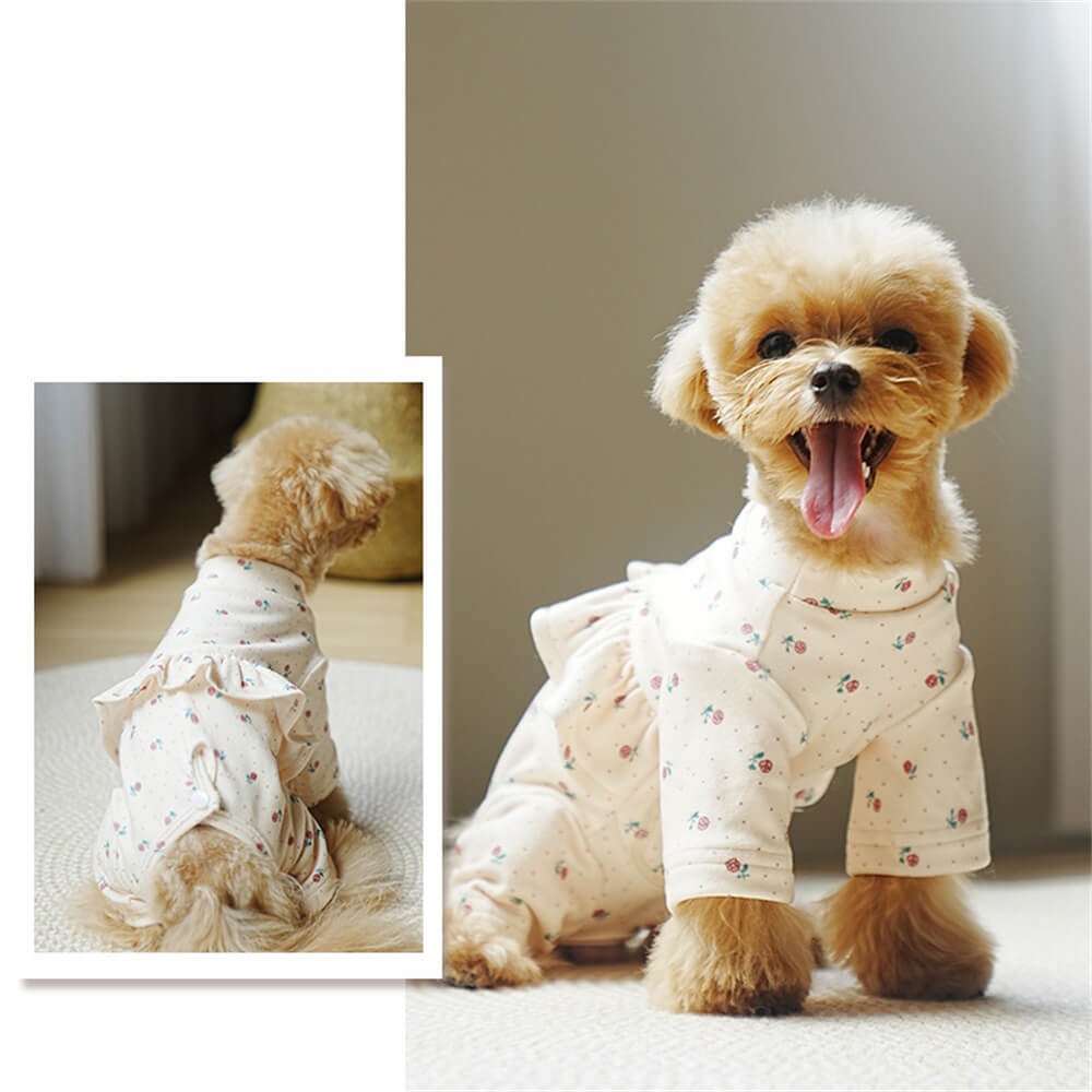 Pijama de perros de volante floral - ropa de dormir adorable y acogedora para perros