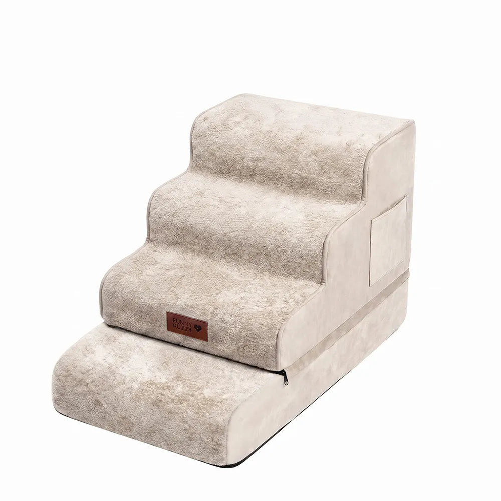 Plush Velvet 2-in-1 Foam Dog Stairs & Pet Mat for Bed