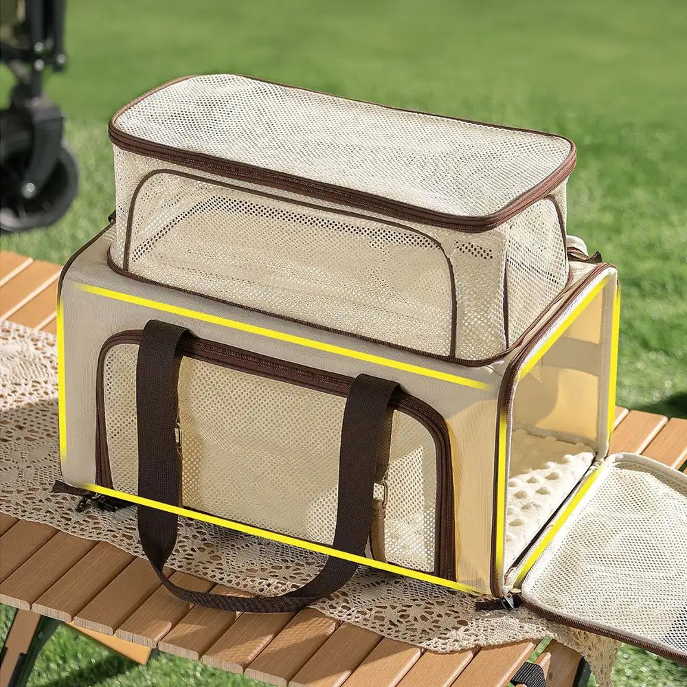 3 In 1 Breathable Large-Capacity Expandable Cat Carrier Bag for Travel and Airline