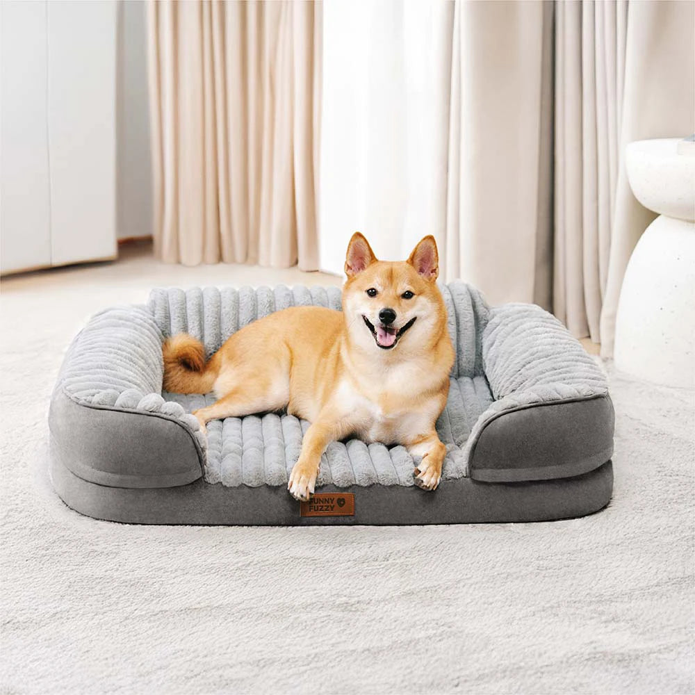 Fluffy Plush Orthopedic Washable Bolster Dog Bed - ComfyPaws