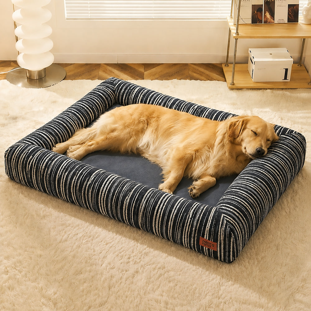SnugNest Textured Stripe Orthopedic Dog Bed
