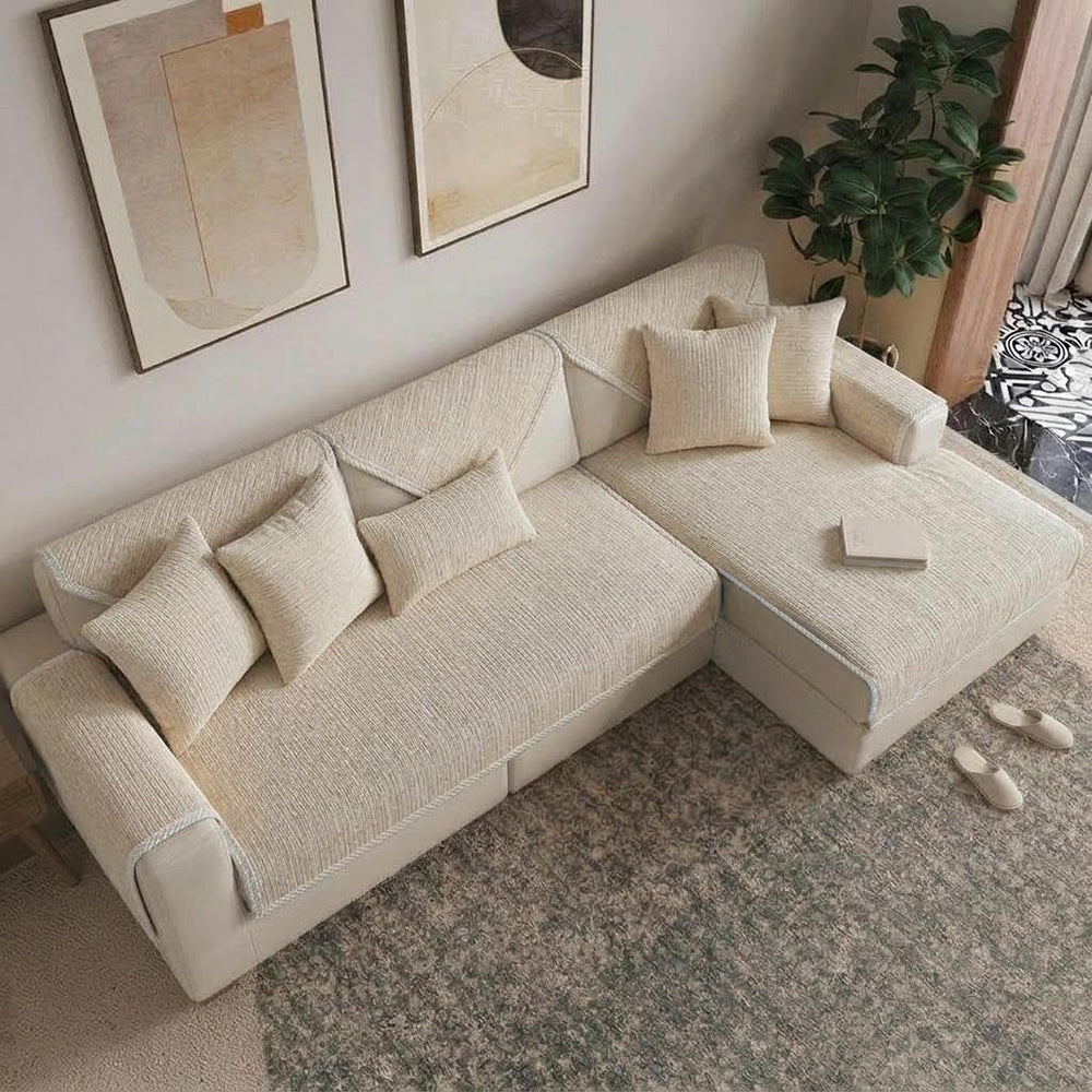 Waterproof Antimicrobial Simple Chenille Fabric Anti-scratch Sectional Couch Cover