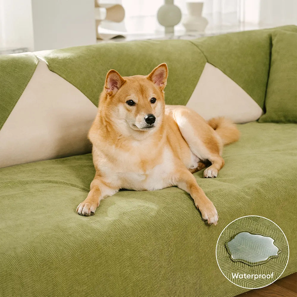 Capa de sofá protetora de móveis em tecido de chenille espinha de peixe