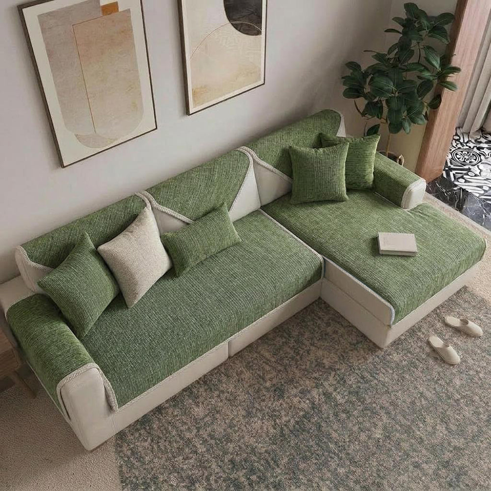 Waterproof Antimicrobial Simple Chenille Fabric Anti-scratch Sectional Couch Cover