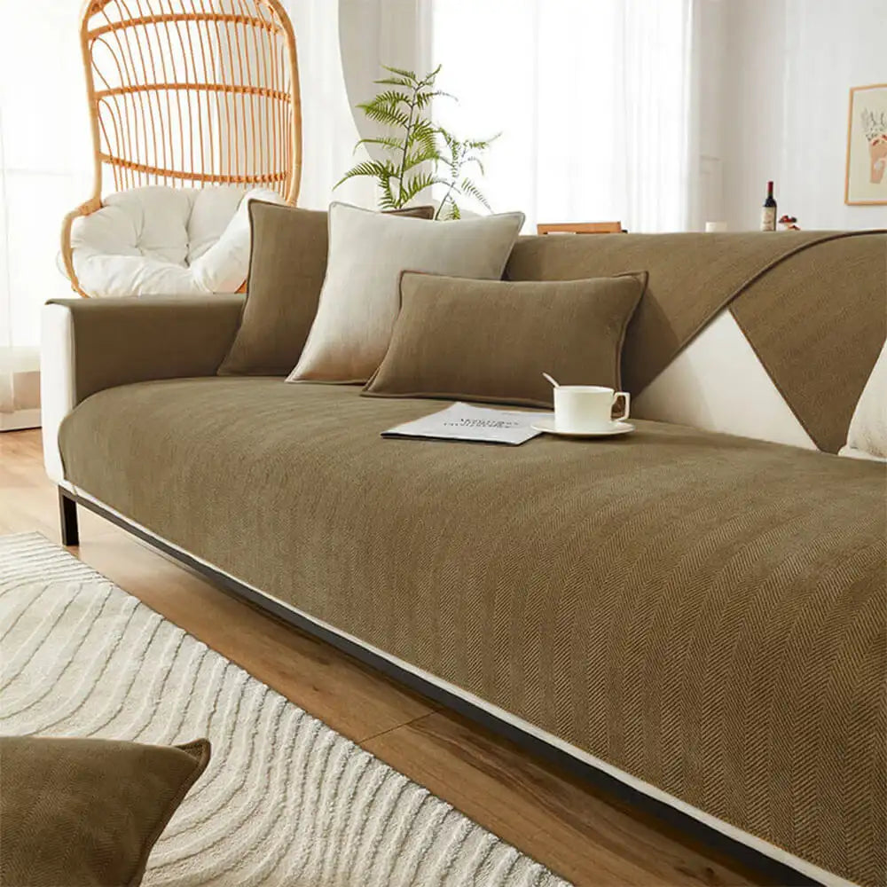 Herringbone Chenille Fabric Waterproof & Antifouling Couch Cover